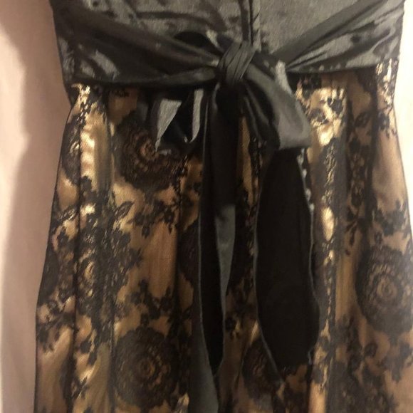 Teeze Me Juniors Black/Tan Size 1 Strapless Dress - Picture 7 of 8